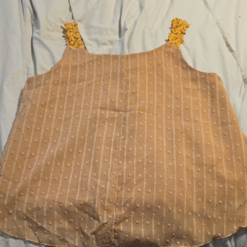 Tan Sleeveless Top with Lace Straps